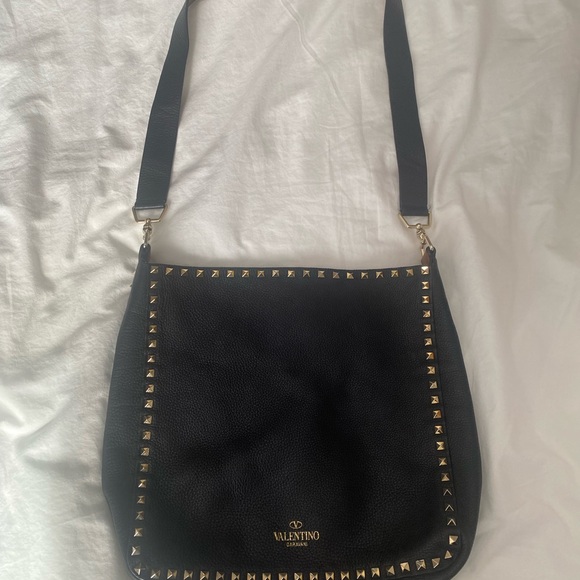 Valentino Black/Brown and Gold Crossbody Bag with Studded Edges - Picture 1 of 2